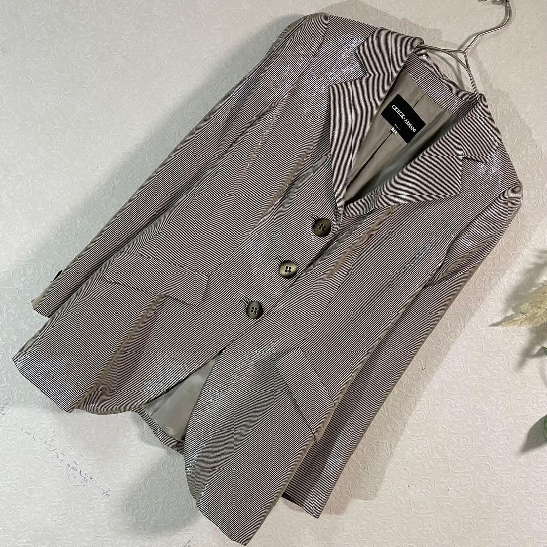 ジョルジオアルマーニ　ジャケット　光沢　ゴールドシルバー　イタリア製　38