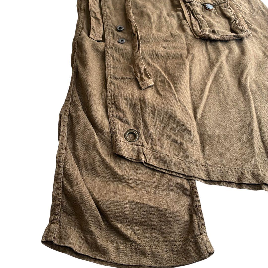 KAPITAL 綿麻ヘリンボンラップパンツ ブラウン ミリタリーカーゴポケット