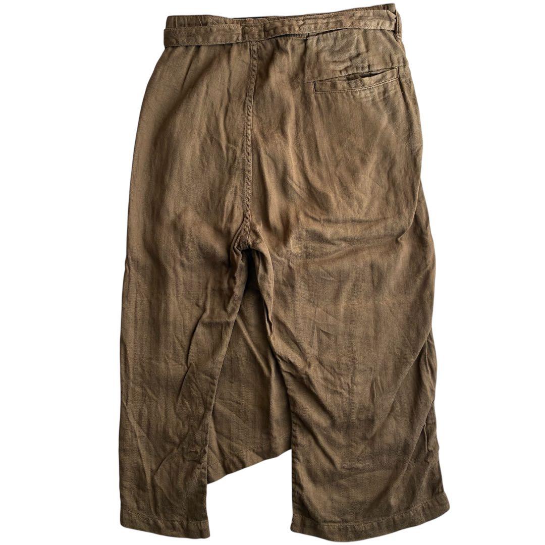 KAPITAL 綿麻ヘリンボンラップパンツ ブラウン ミリタリーカーゴポケット