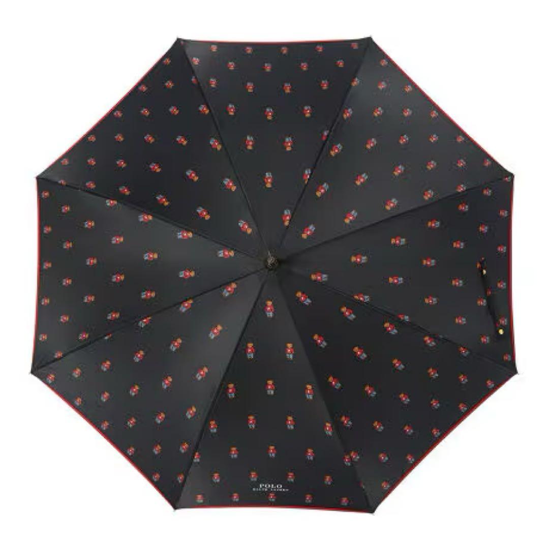 【新品未使用】ポロラルフローレン ポロベア 総柄 長傘 ブラック