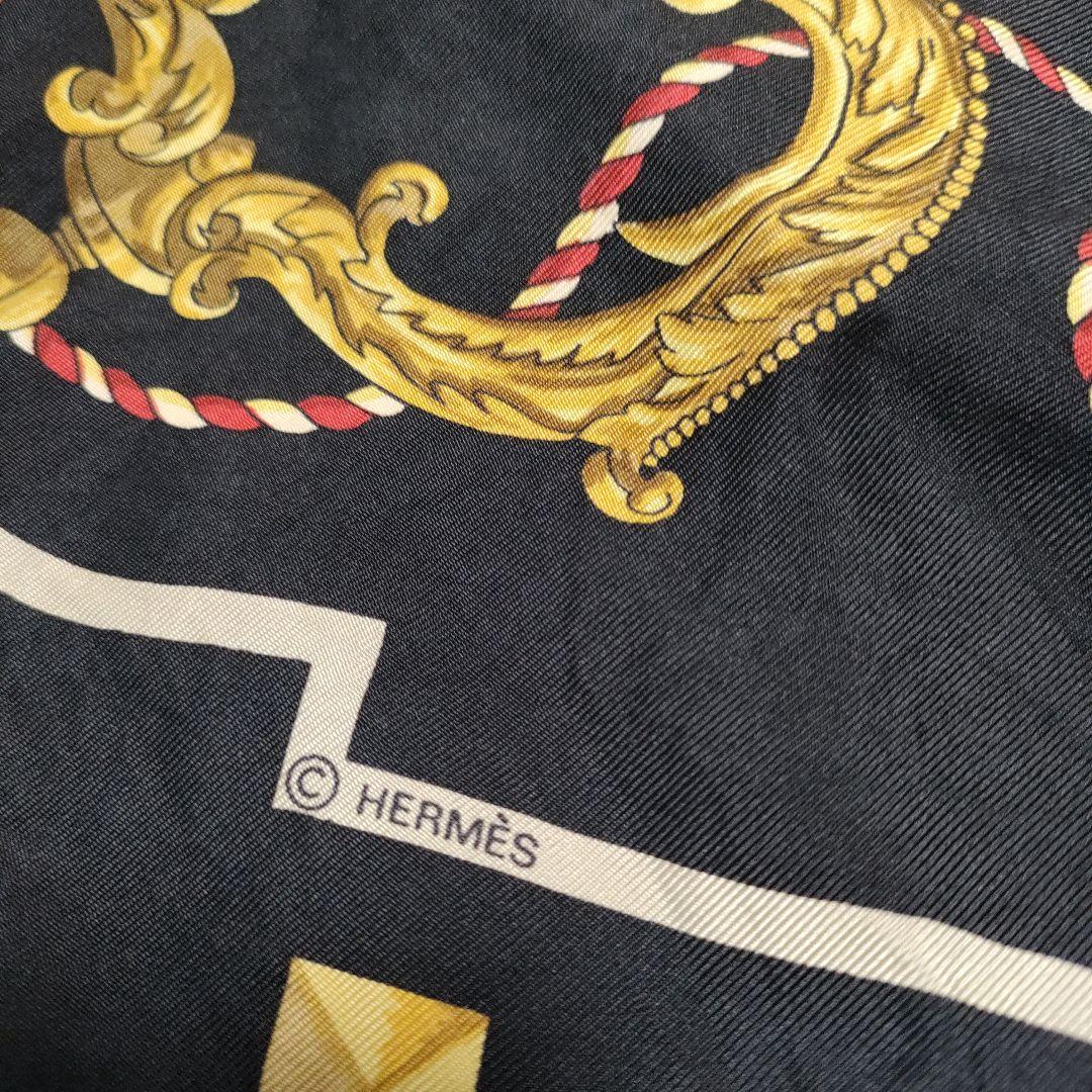 HERMESエルメス カレ90　 LESCLES 鍵柄　ブラック