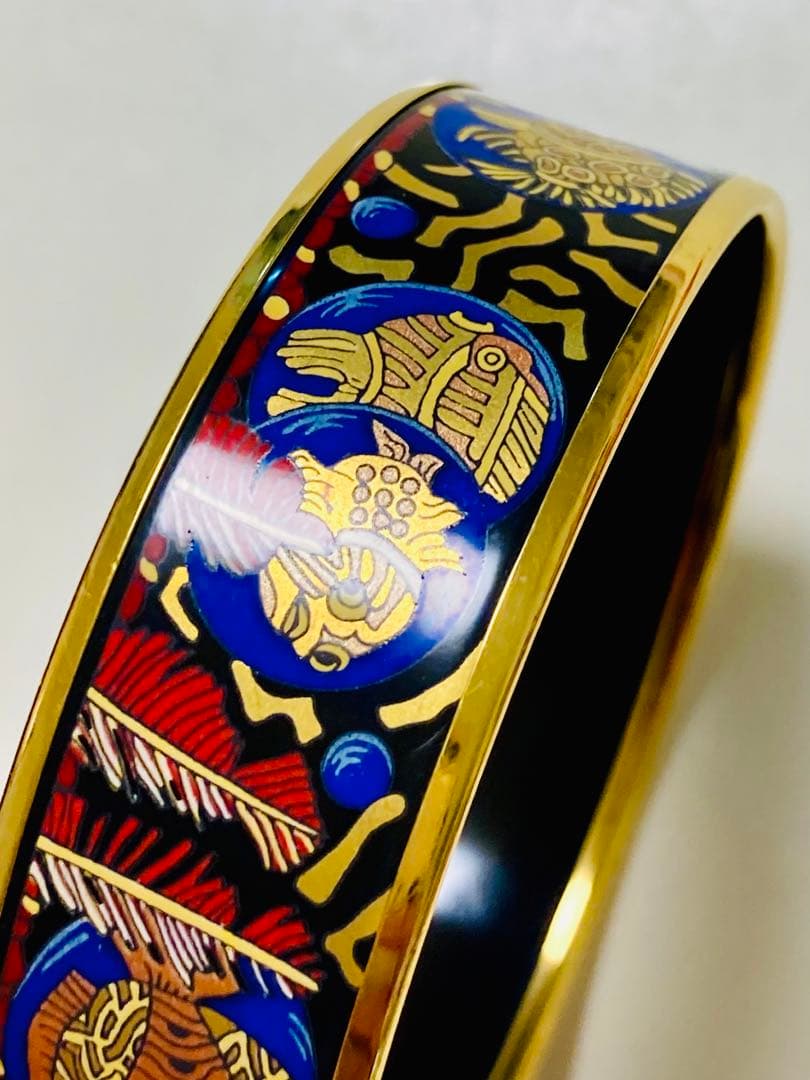 【美品】エルメス　HERMES エマイユ　バングル　七宝焼き　ゴールド