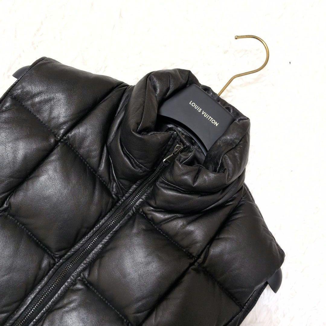 ✨極美品✨タトラス レザー ダウンベスト キルティング オールレザー ロゴ 羊革