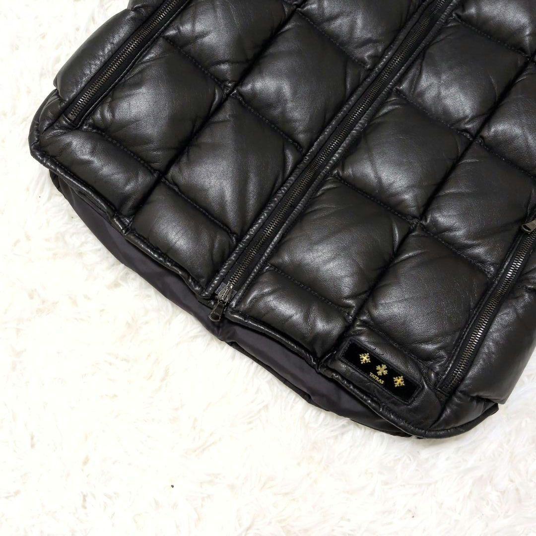 ✨極美品✨タトラス レザー ダウンベスト キルティング オールレザー ロゴ 羊革