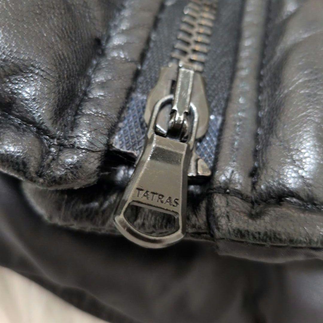 ✨極美品✨タトラス レザー ダウンベスト キルティング オールレザー ロゴ 羊革
