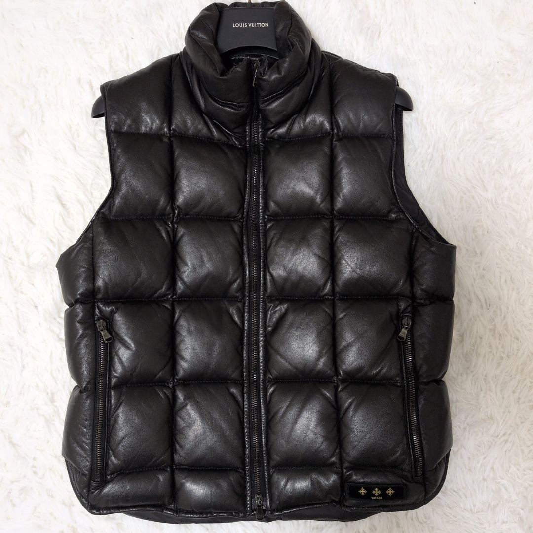 ✨極美品✨タトラス レザー ダウンベスト キルティング オールレザー ロゴ 羊革