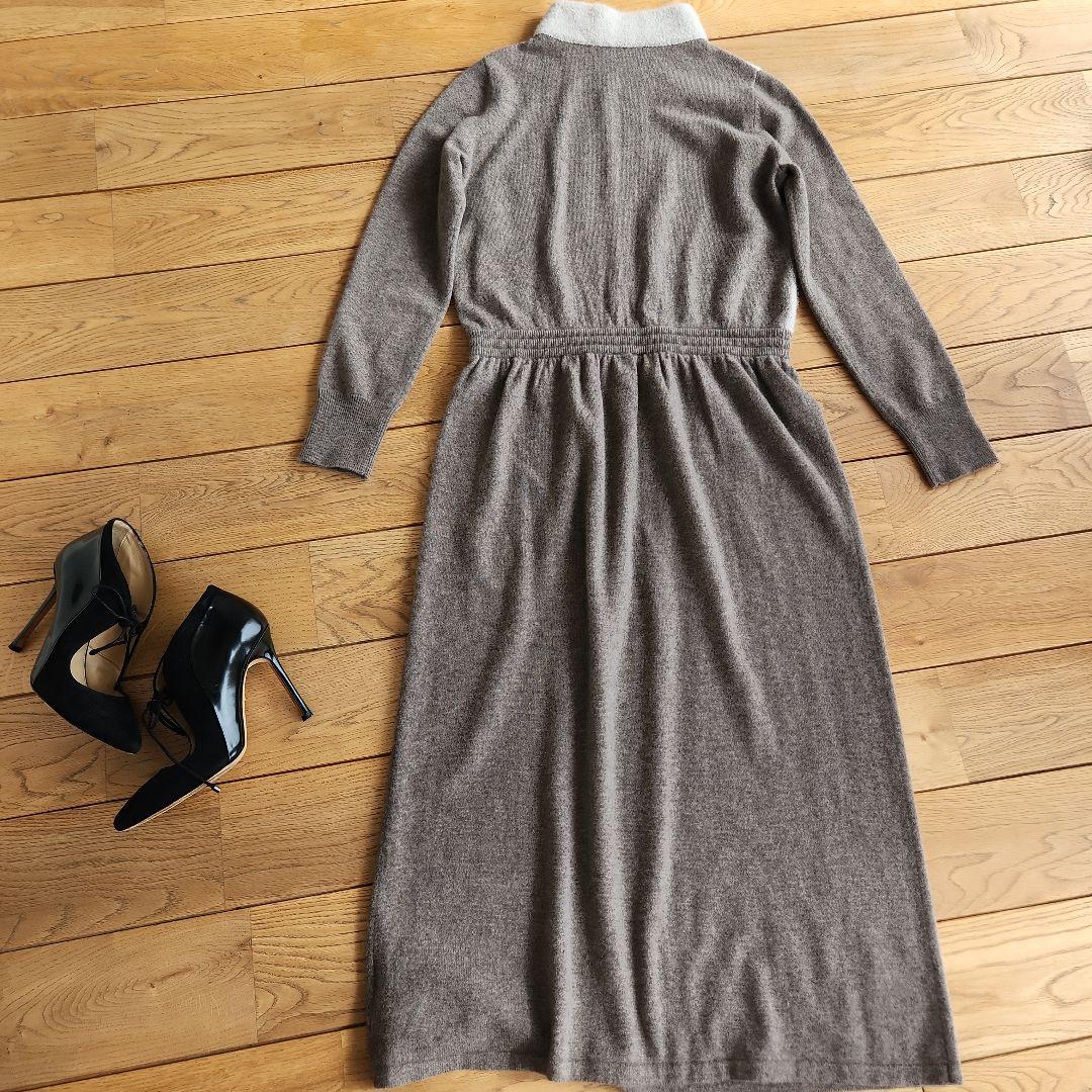 ダーマコレクション　上質カシミヤ　モックネック　ロングニットワンピースM