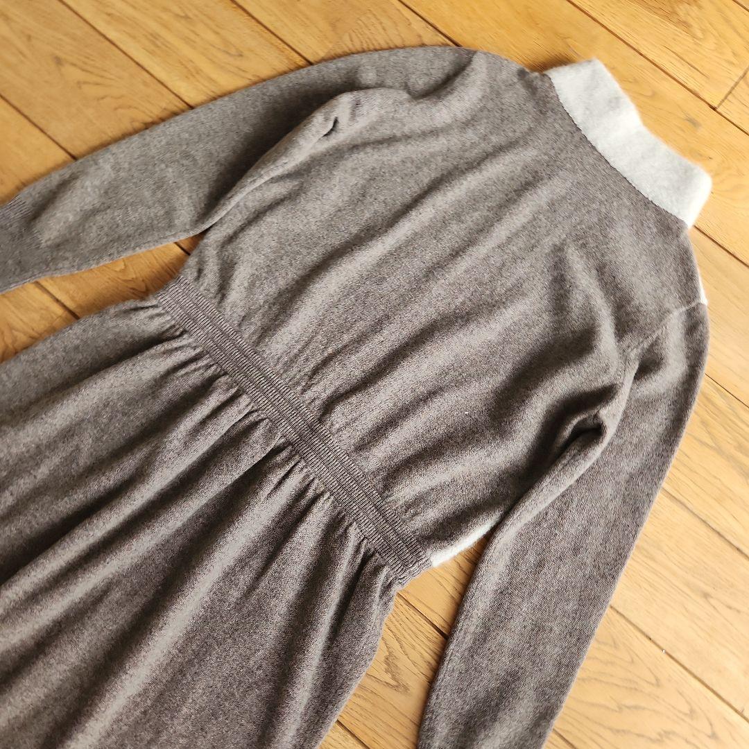 ダーマコレクション　上質カシミヤ　モックネック　ロングニットワンピースM