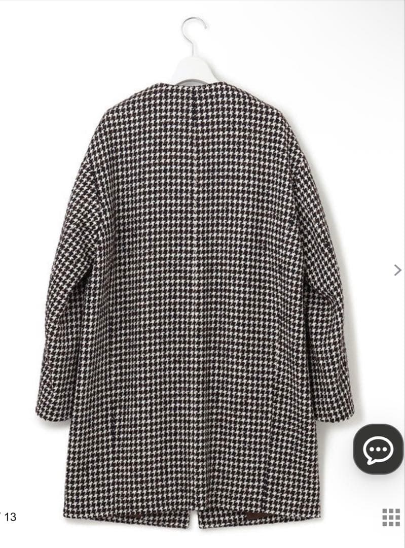 美品23区チェックツイード ノーカラーコート サイズ44