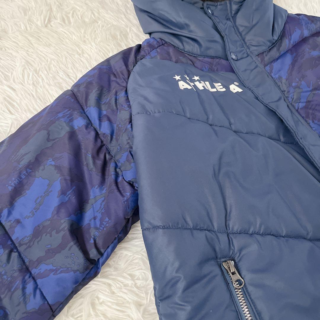 美品✨ATHLETA ベンチコート 迷彩切り替え フード付き 中綿ロングコート