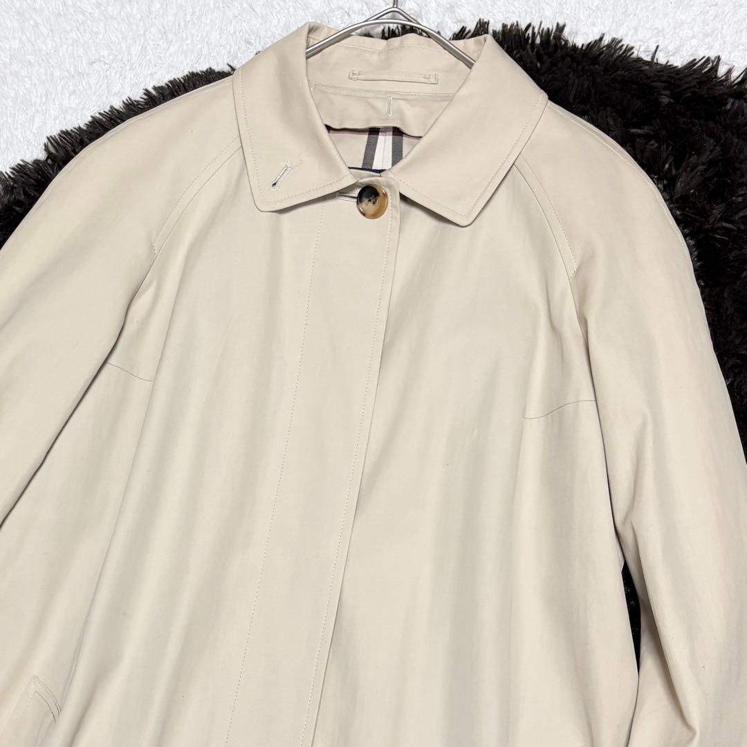 【美品】バーバリーロンドン 比翼仕立て ステンカラー コート 上品 ノバチェック