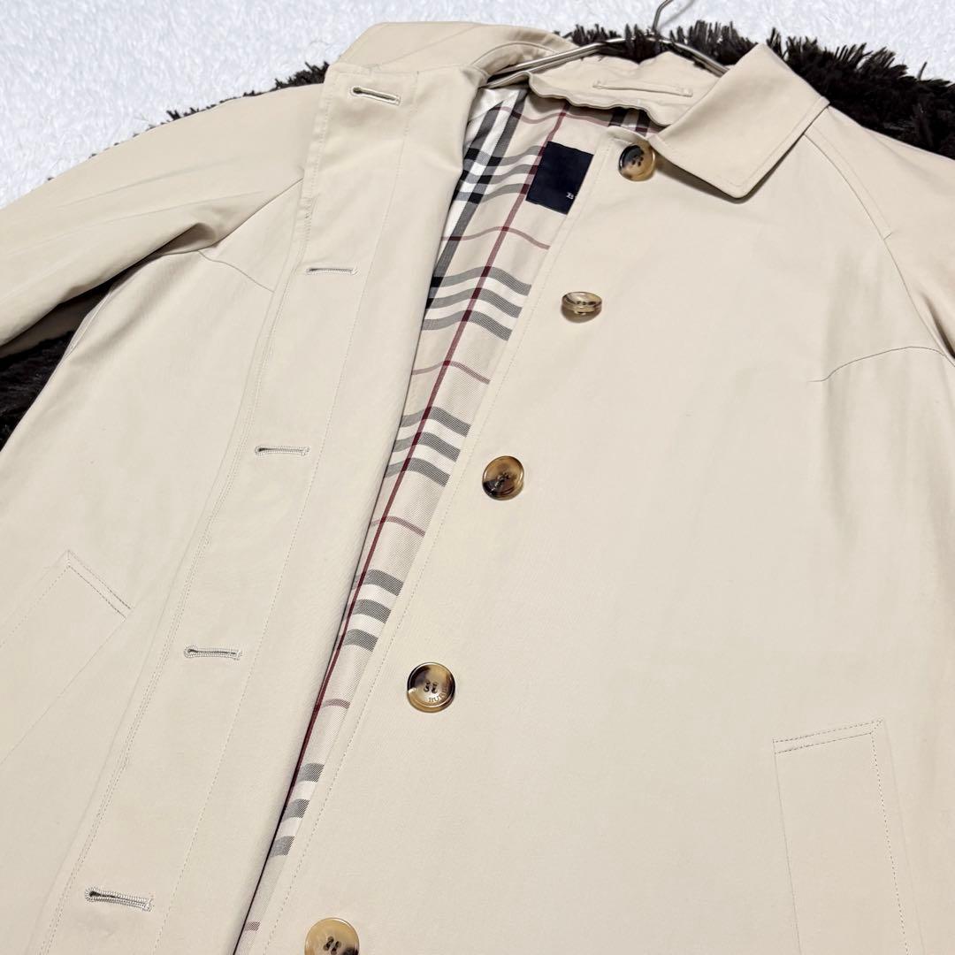 【美品】バーバリーロンドン 比翼仕立て ステンカラー コート 上品 ノバチェック