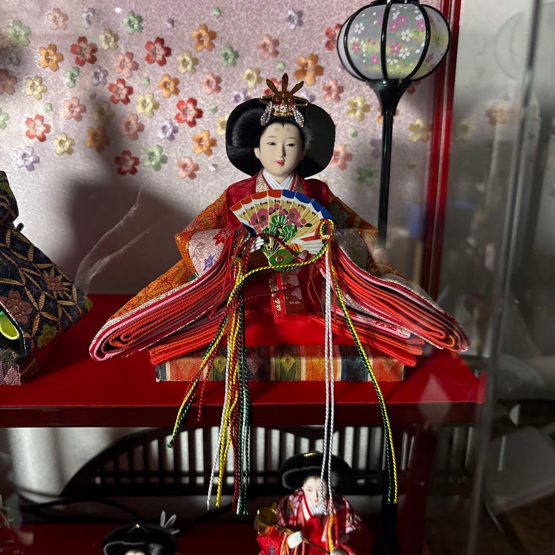 雛人形 2段 アクリルケース 高級木製道具