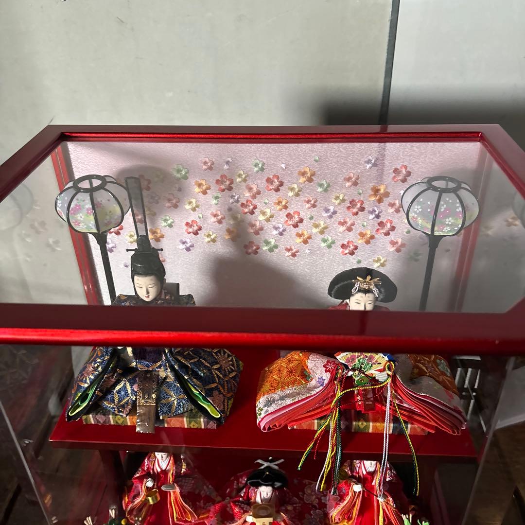 雛人形 2段 アクリルケース 高級木製道具