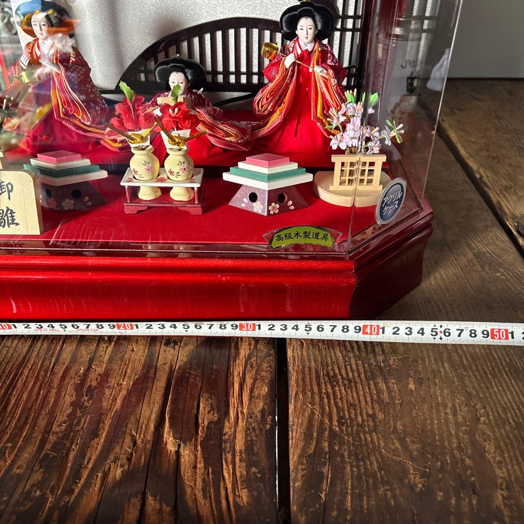 雛人形 2段 アクリルケース 高級木製道具