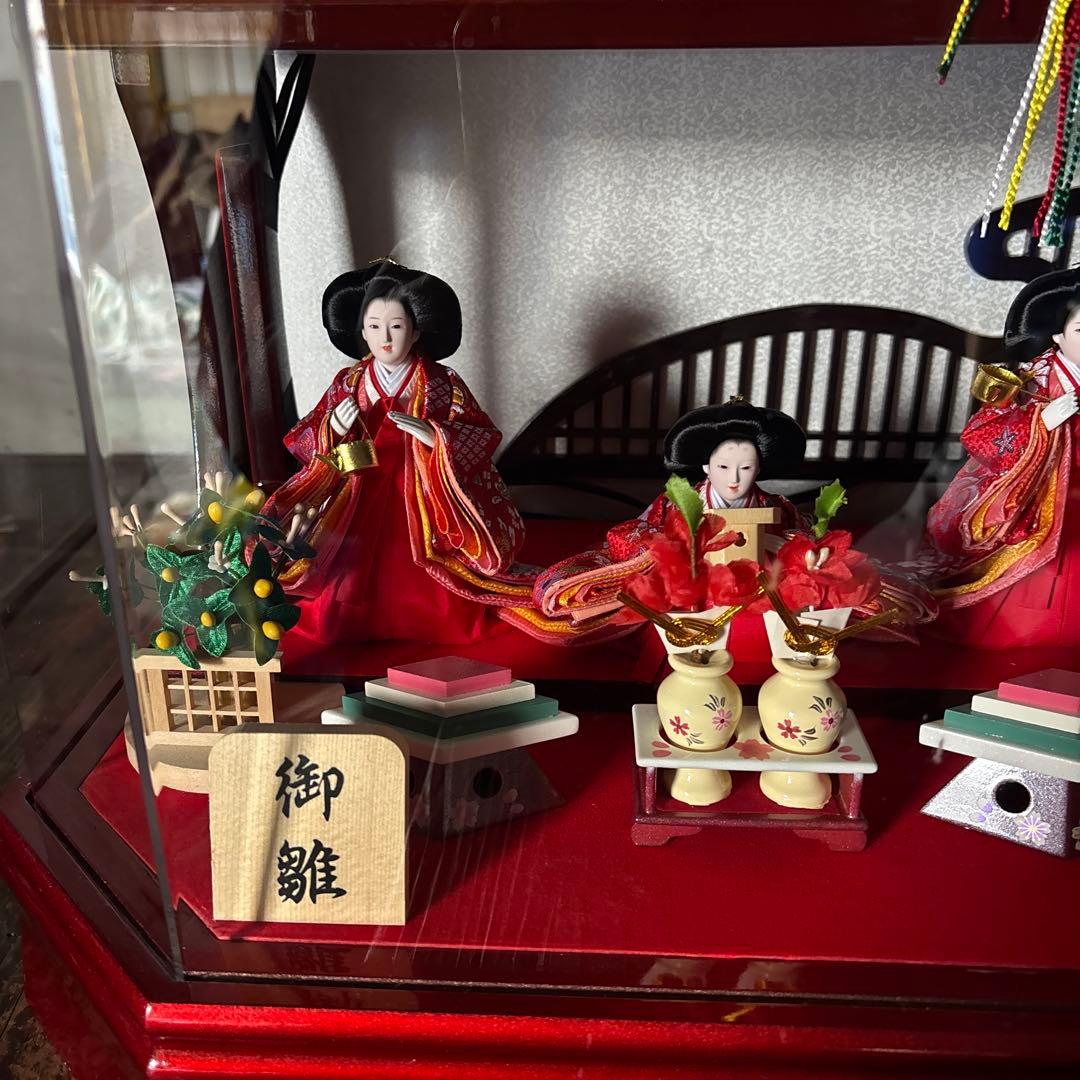 雛人形 2段 アクリルケース 高級木製道具