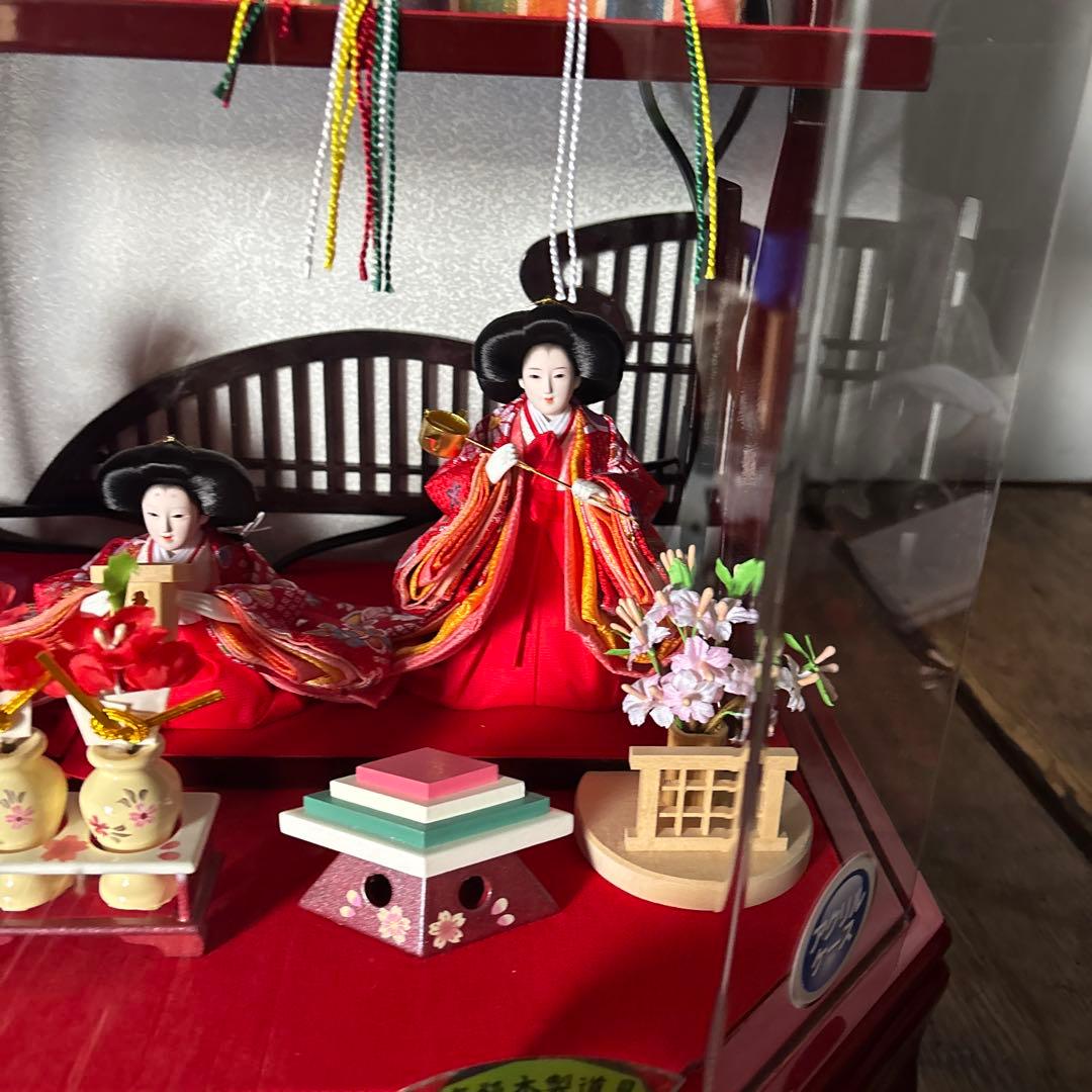 雛人形 2段 アクリルケース 高級木製道具