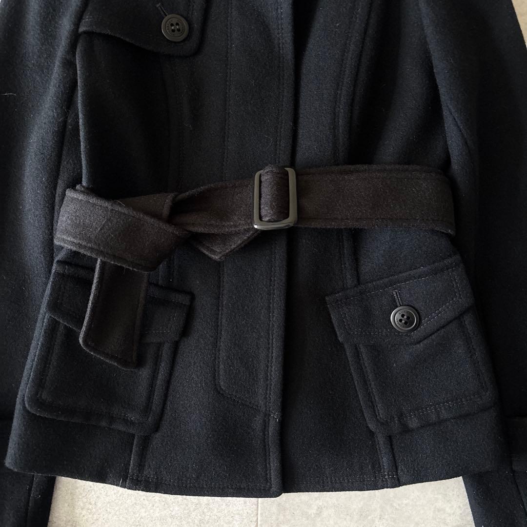 アンゴラ✨️バーバリーブルーレーベル ベルテッドコート 38 黒 ノバチェック