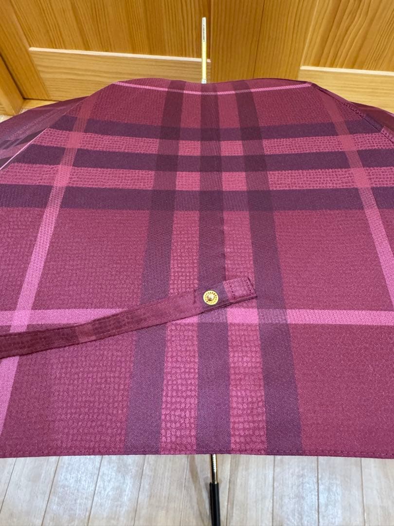 Burberry バーバリー　雨傘　チェック　ボルドー　レッド