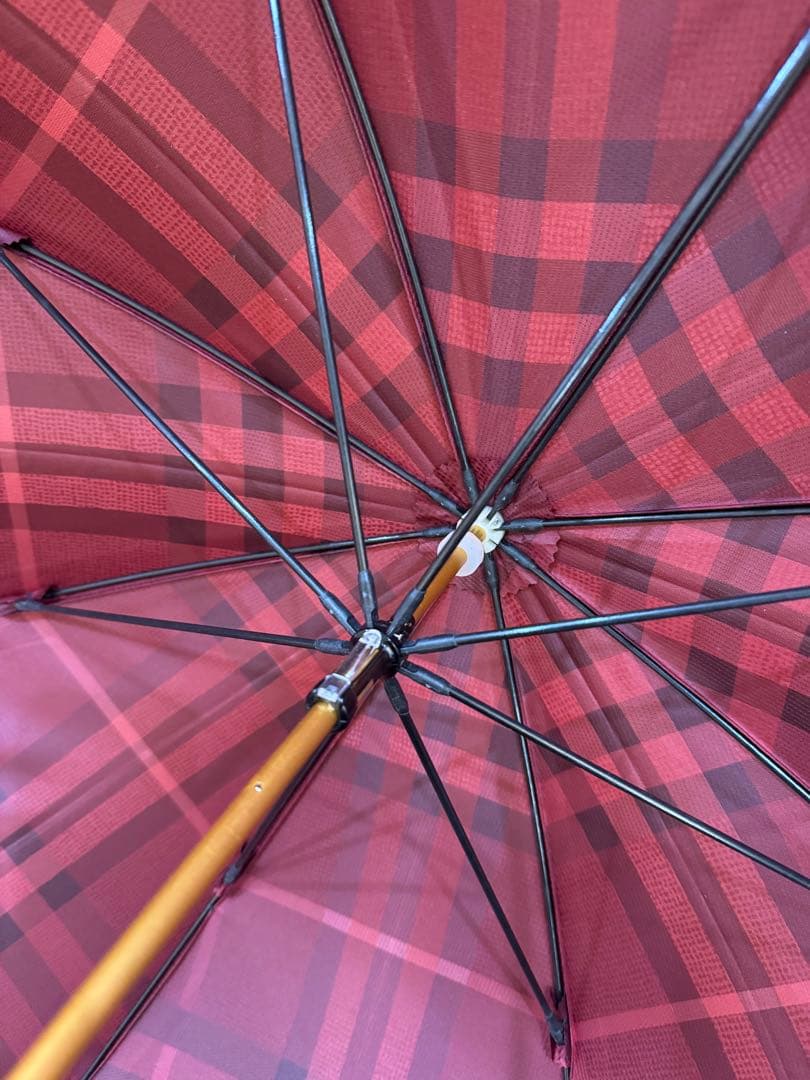 Burberry バーバリー　雨傘　チェック　ボルドー　レッド