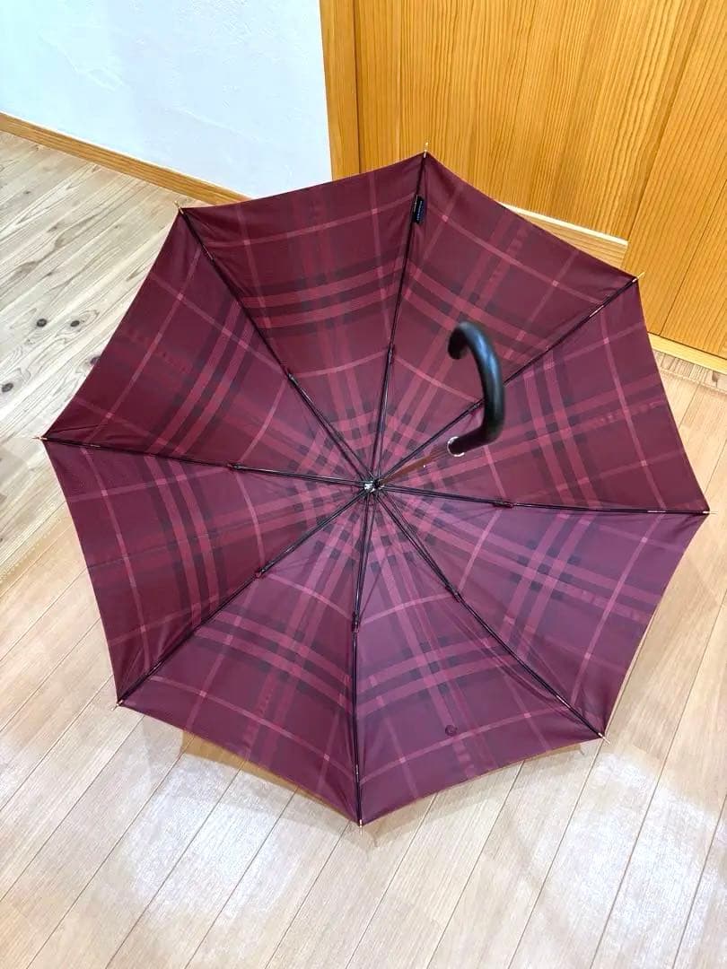 Burberry バーバリー　雨傘　チェック　ボルドー　レッド