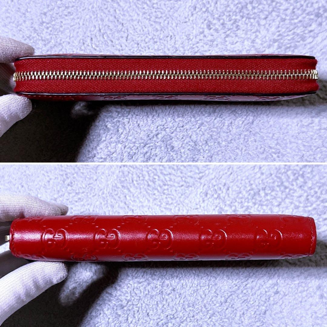 【未使用級】GUCCI 長財布 GG シマレザー ラウンド レディース 赤