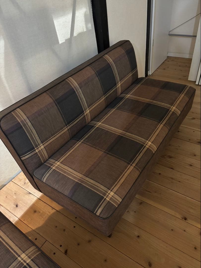 クラッシュゲート チェルシーソファ2P ブラウンチェック柄 2人掛け