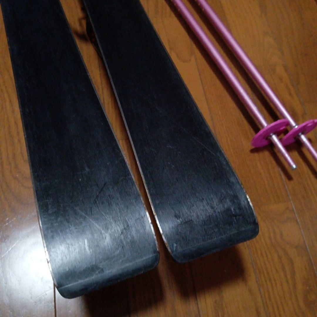 スキー板(120センチ)　ストック　セット　女の子　水色　ピンク