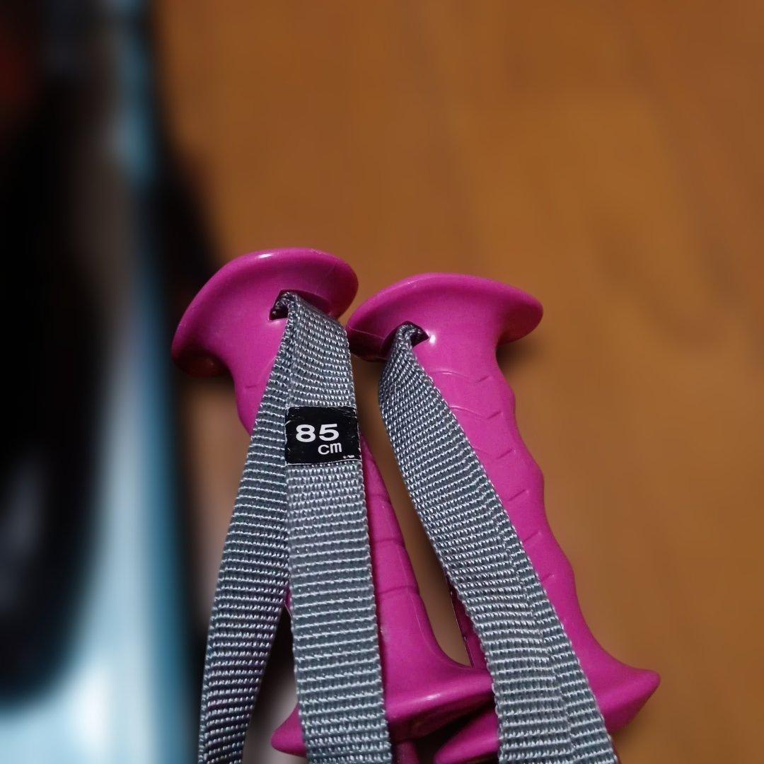 スキー板(120センチ)　ストック　セット　女の子　水色　ピンク