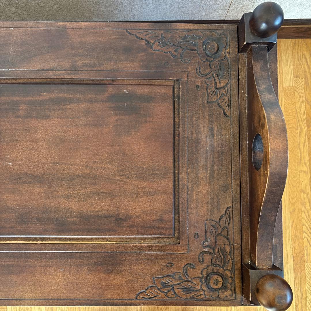 アンティーク調　収納付き木製ベンチ