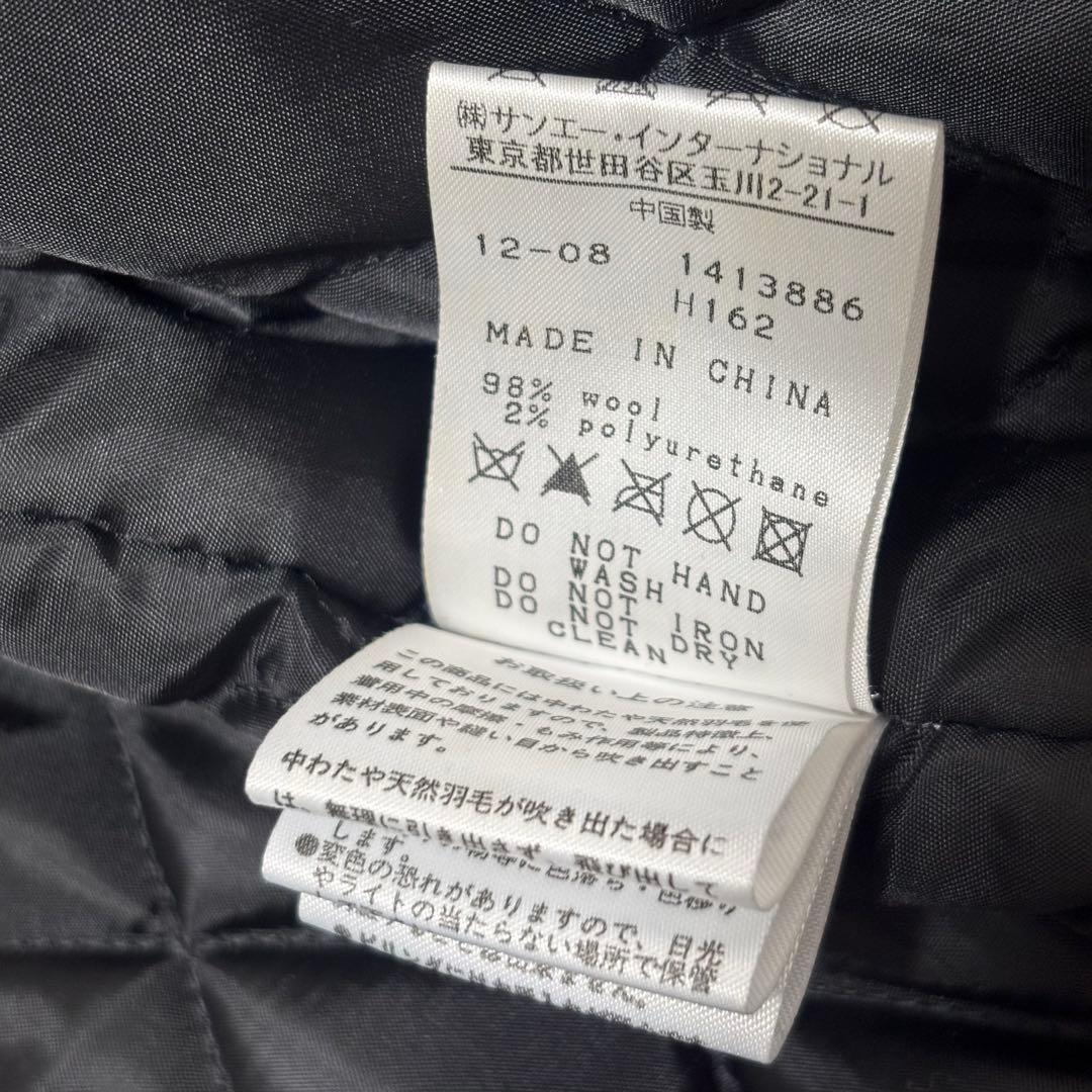 PEARLY GATES スタジャン 刺繍ロゴ 黒×白ウール×レザー