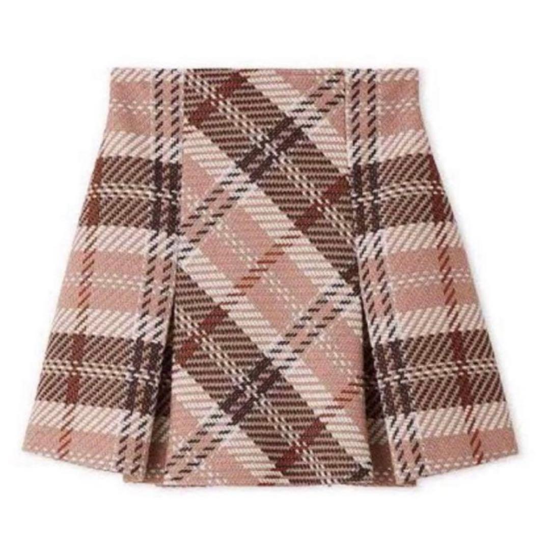 snidel ローピングチェックミニスカート ピンク