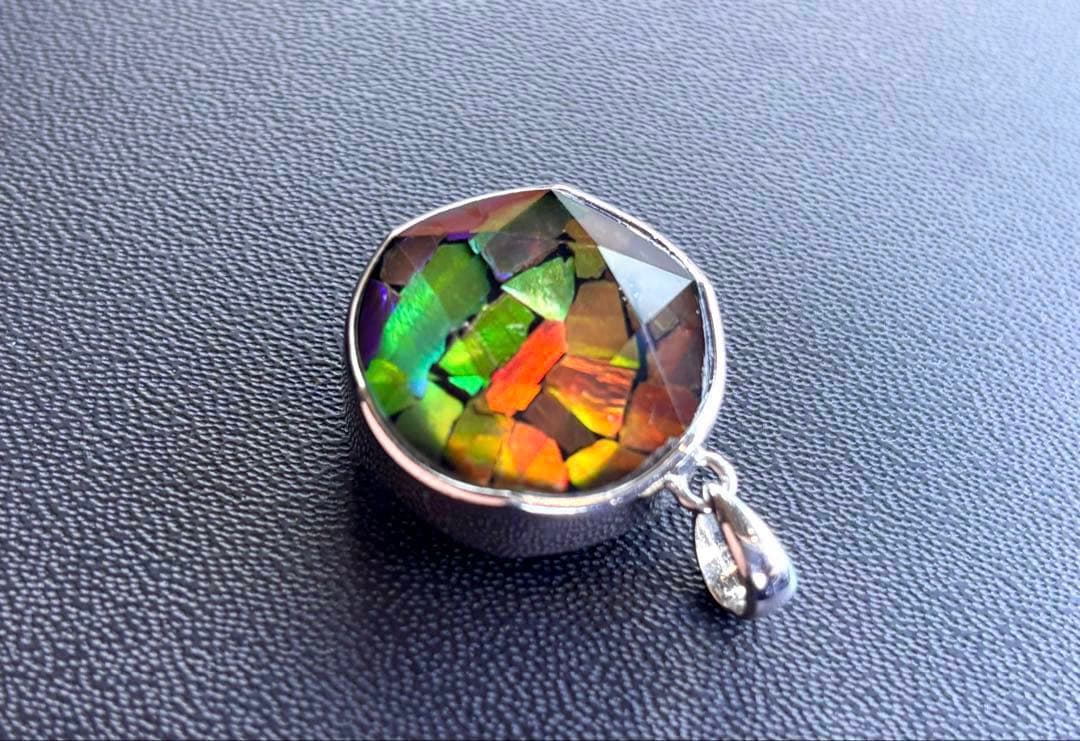 ナデシコ　究極品質　レインボーアンモライトとシルバーギベオンの六芒星PT