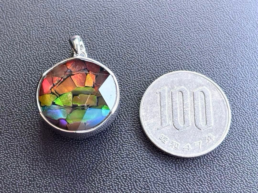 ナデシコ　究極品質　レインボーアンモライトとシルバーギベオンの六芒星PT