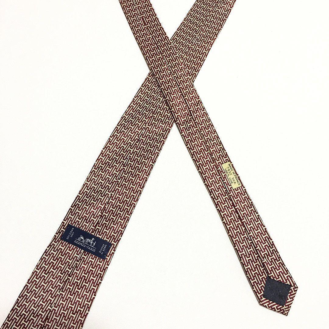 未使用級 H織りタイ ファソネH H柄 エルメス HERMES ネクタイ