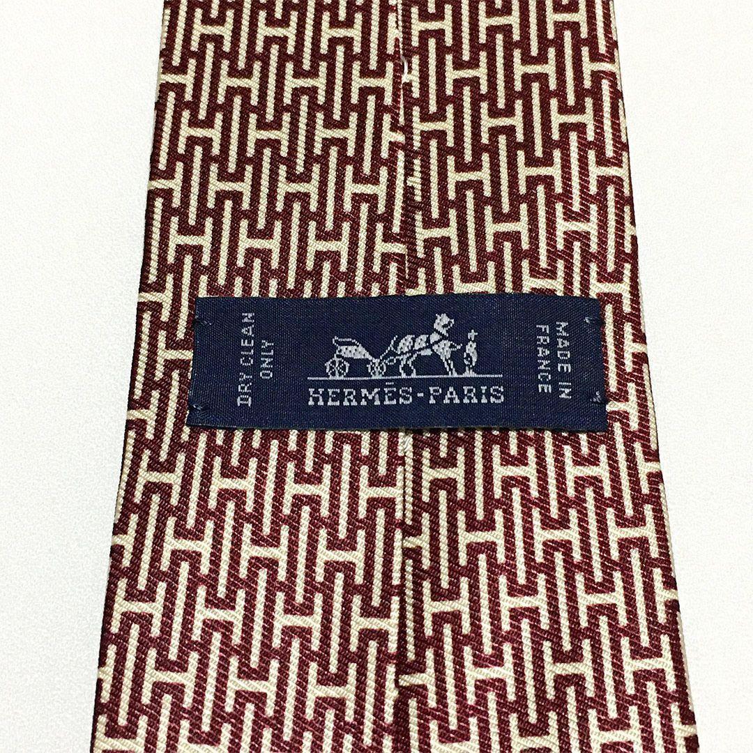 未使用級 H織りタイ ファソネH H柄 エルメス HERMES ネクタイ
