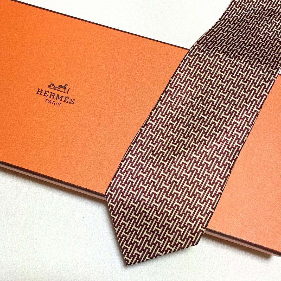 未使用級 H織りタイ ファソネH H柄 エルメス HERMES ネクタイ