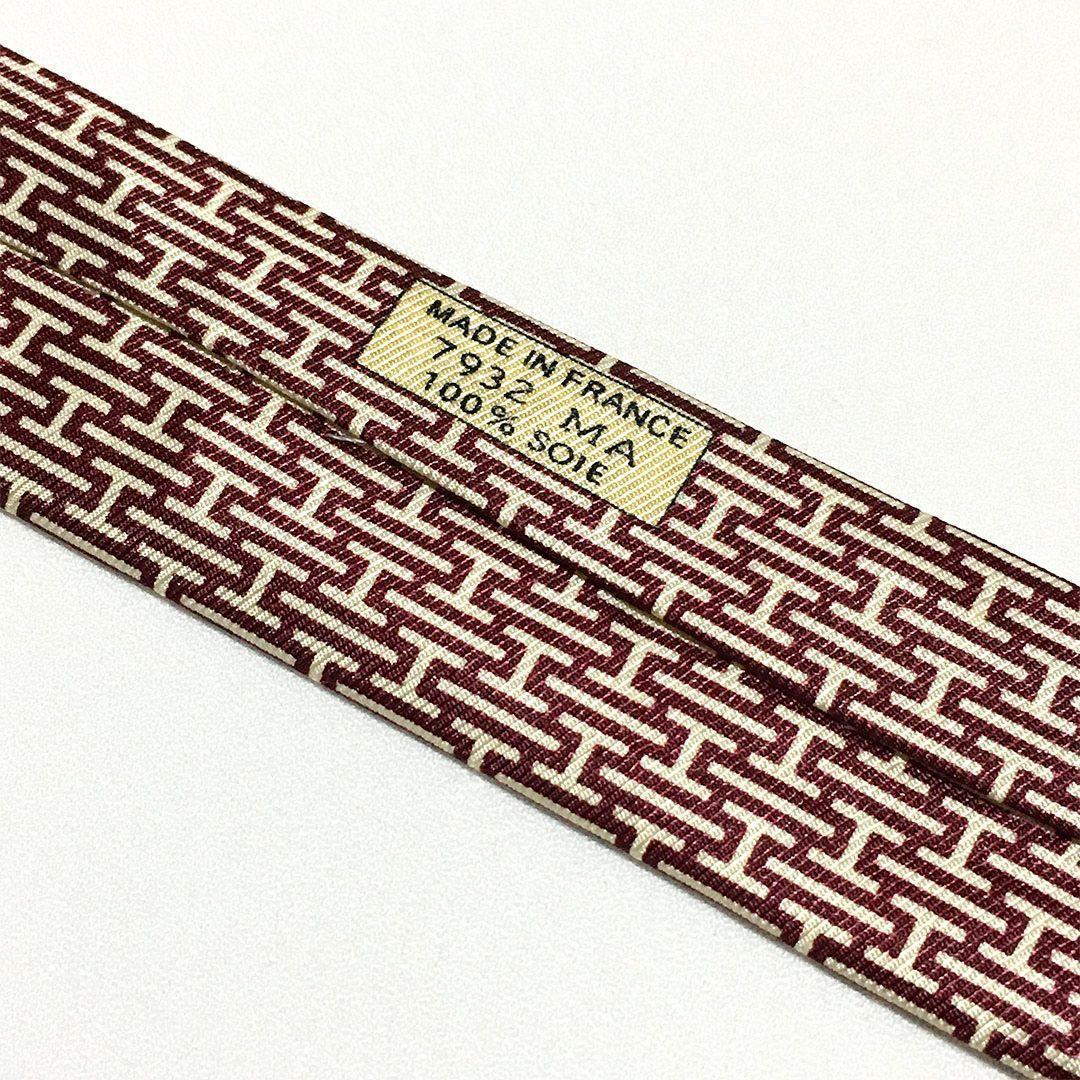未使用級 H織りタイ ファソネH H柄 エルメス HERMES ネクタイ