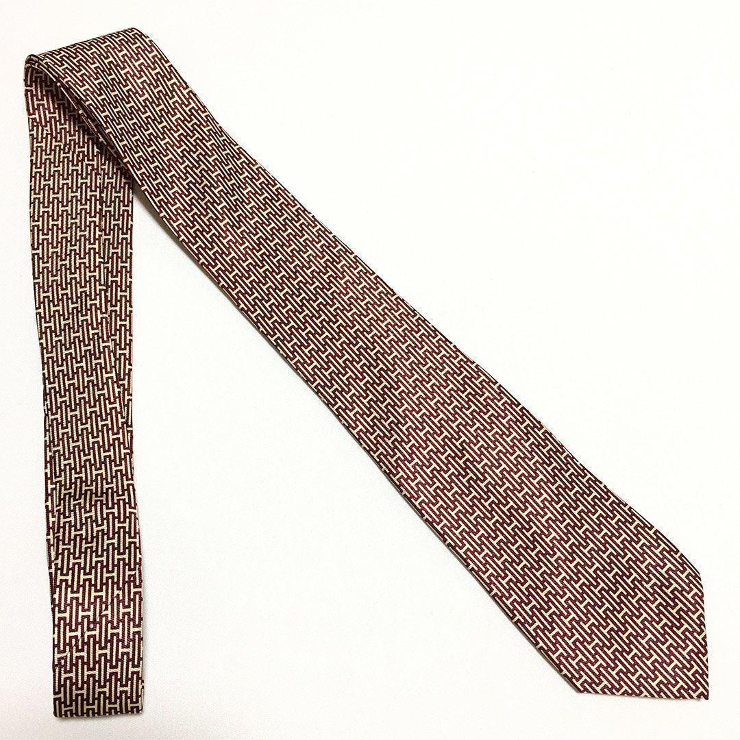 未使用級 H織りタイ ファソネH H柄 エルメス HERMES ネクタイ