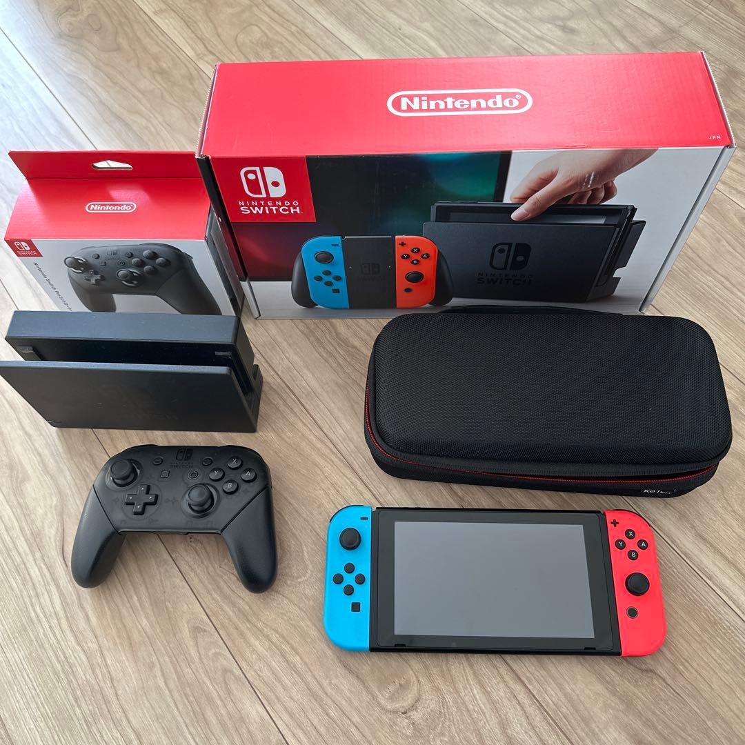 Nintendo Switch 本体 青/赤 + プロコントローラー + ケース