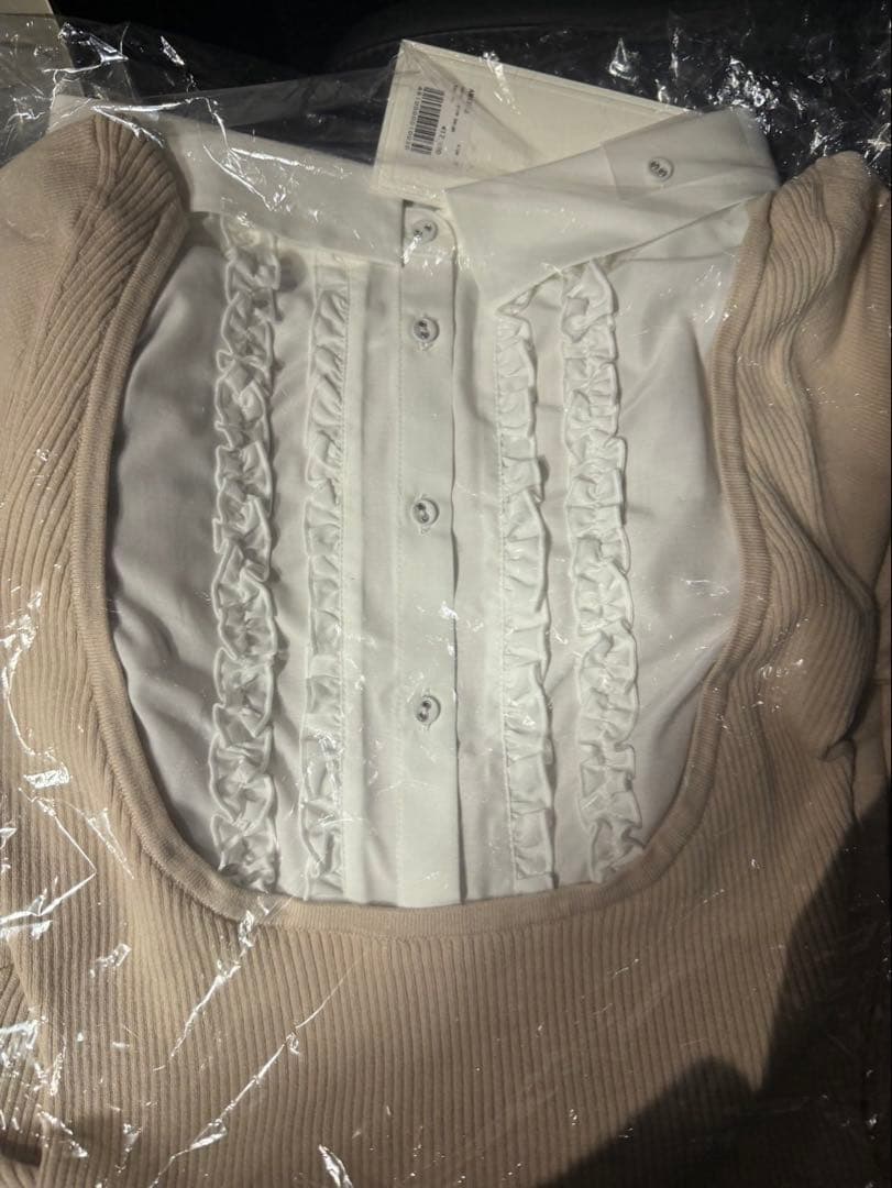 ワンピース andmary Lotta frill mini dress pinkbeige