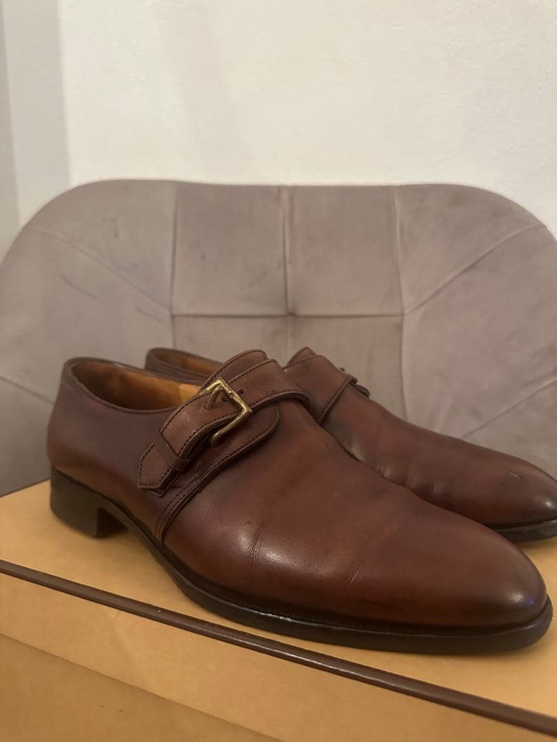 掘り出し物⭐️ジョンロブ‼️6E⭐️モンクストラップ‼️ブラウン⭐️破格‼️