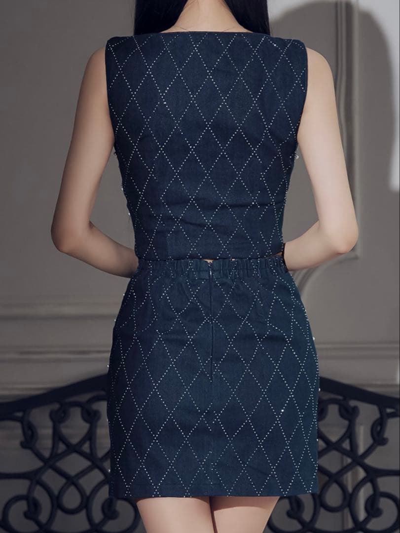 【極美品】JEWELS 格子柄セットアップ タイト ミニドレス キャバドレス S