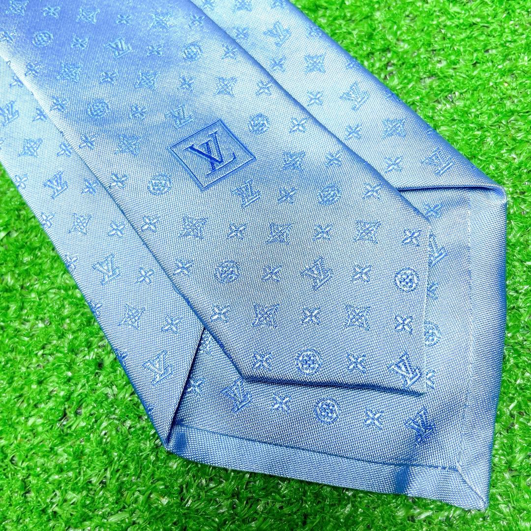 ヴィトン クラヴァット モノグラム アジュール MR0261 シルク ブルー