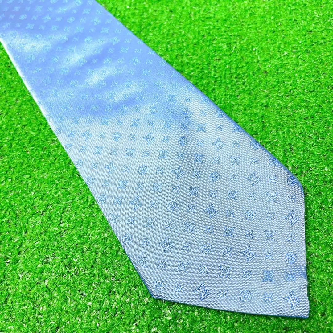 ヴィトン クラヴァット モノグラム アジュール MR0261 シルク ブルー