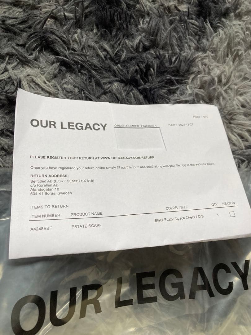 OUR LEGACY マフラー　モーガンさん着