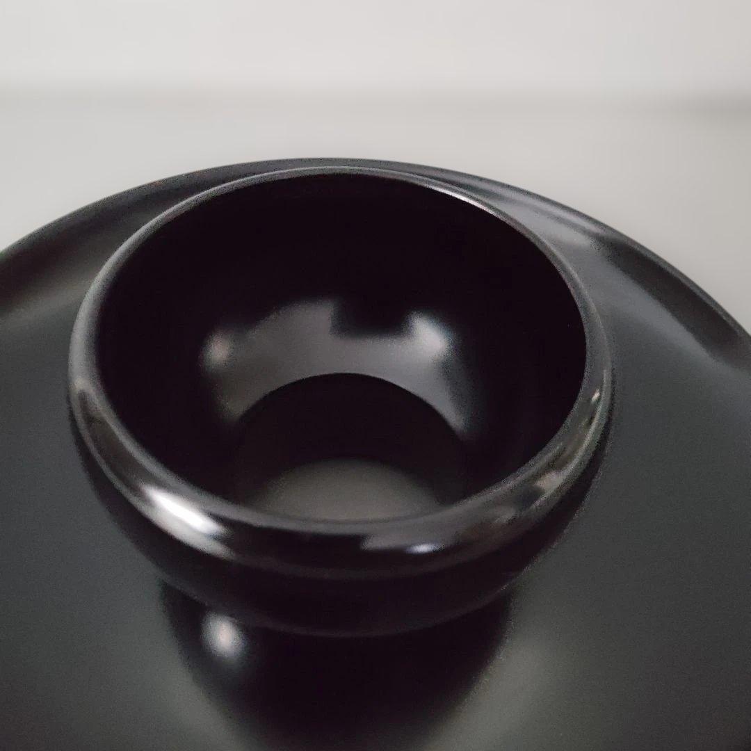 天目茶碗 黒 草山作 木製 天目台セット 黒塗 貴人台 茶道具 紙箱