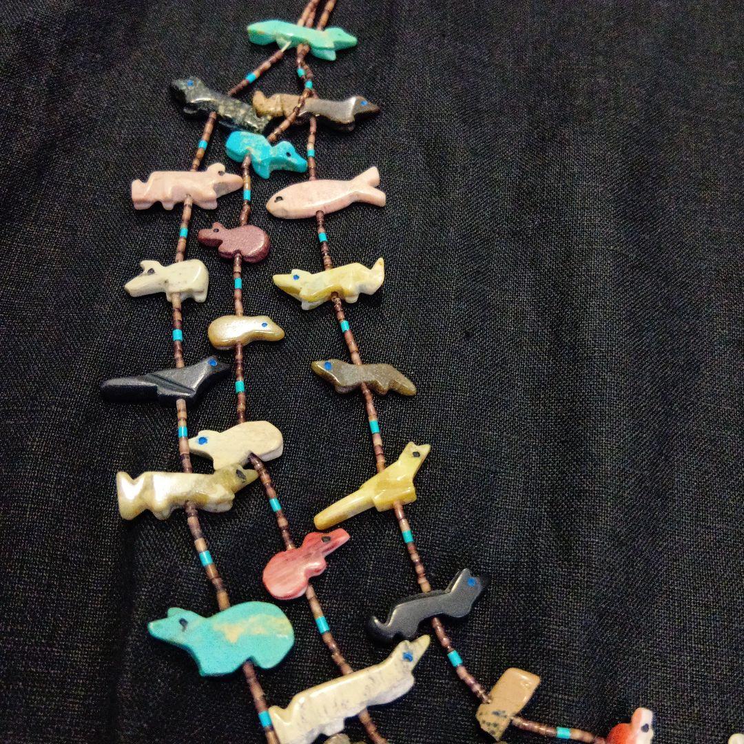 インディアンジュエリー ズニフェティッシュ 3連ネックレス