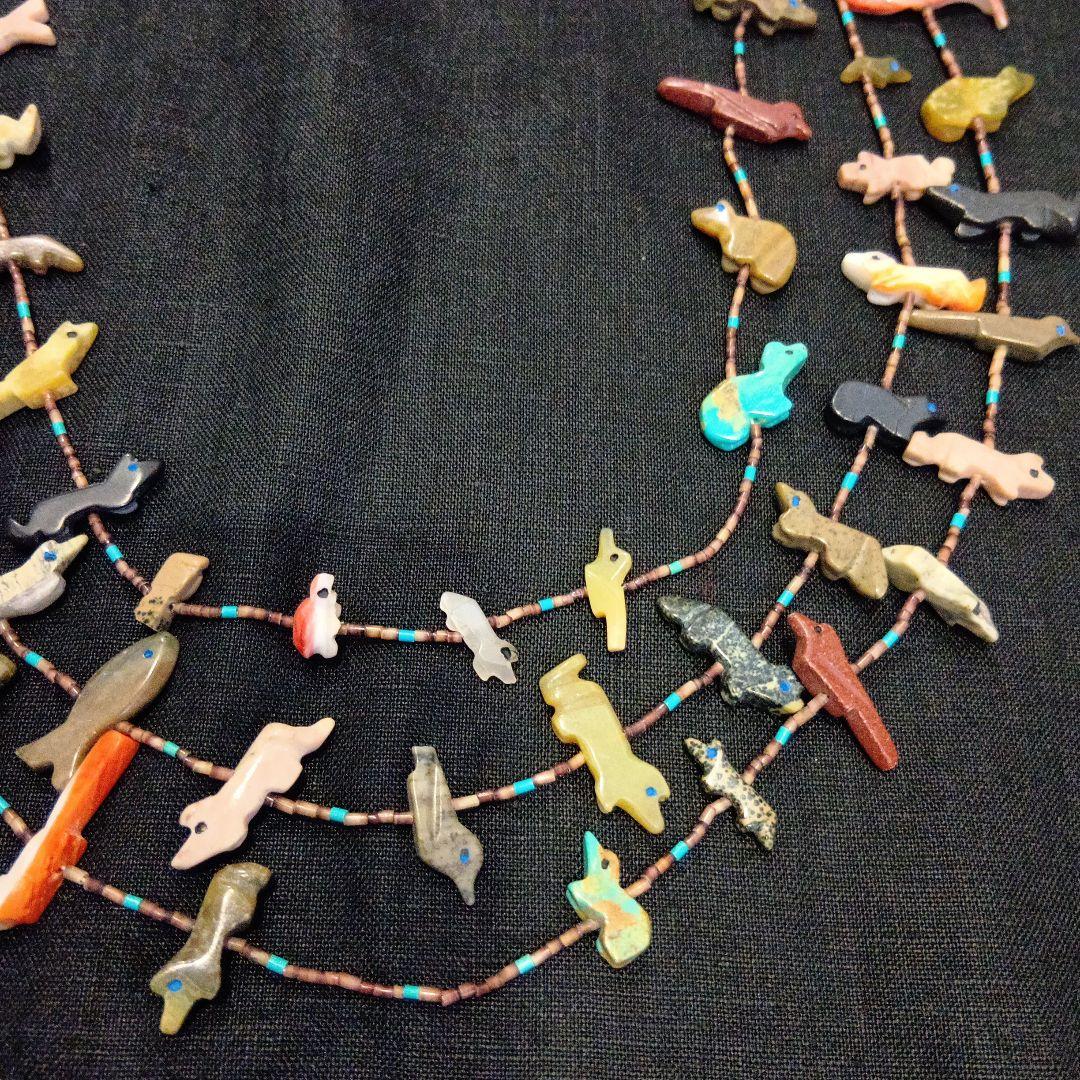 インディアンジュエリー ズニフェティッシュ 3連ネックレス