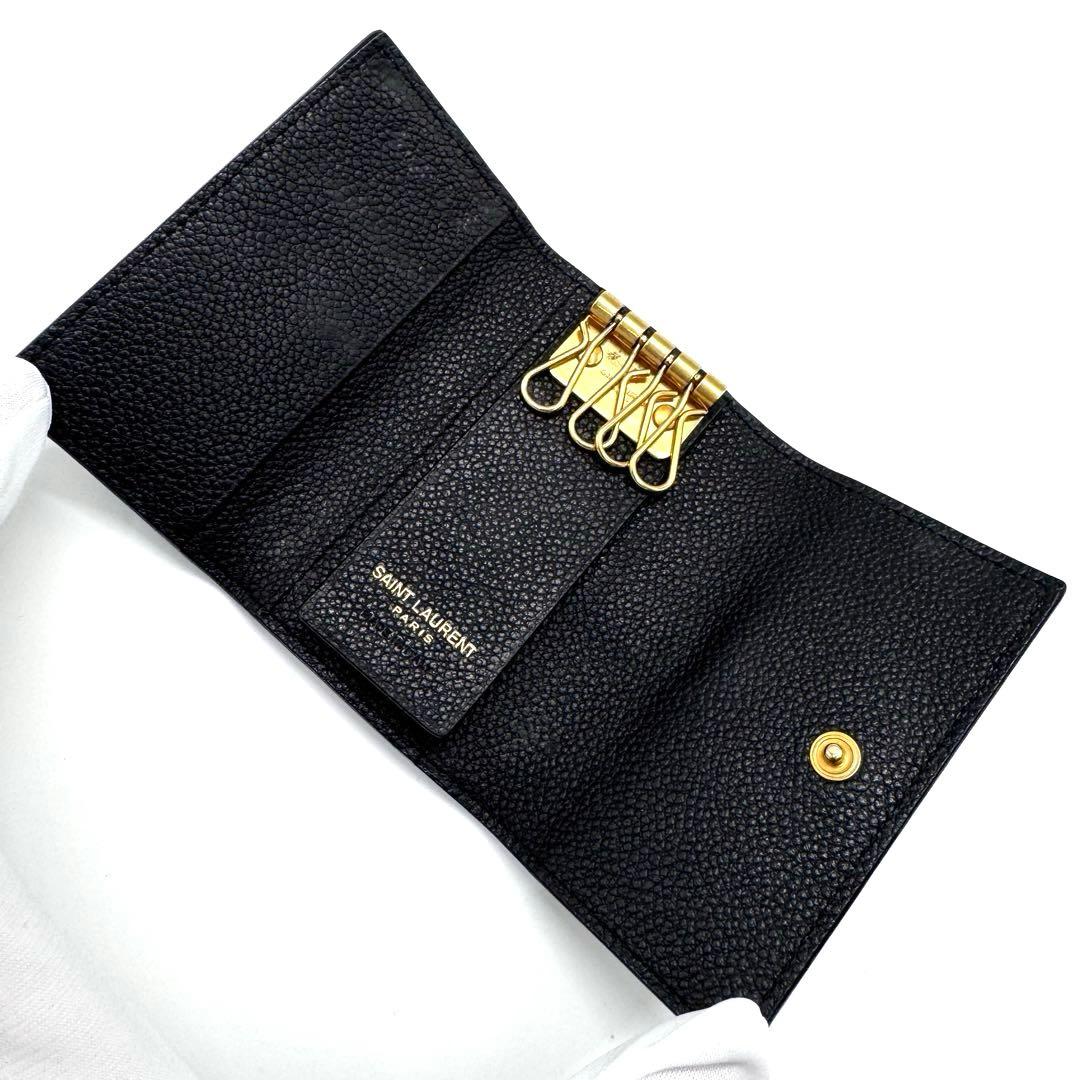 未使用級✨サンローラン　4連　キーケース　カサンドラロゴ　YSL　レザー　黒
